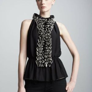 ROBERT RODRIGUEZ Ruffle Front Peplum Blouse